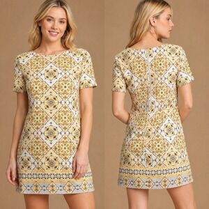 Lulus Dandy Lion Yellow Print Shift Dress XS Feminine Summer Vacation Casual